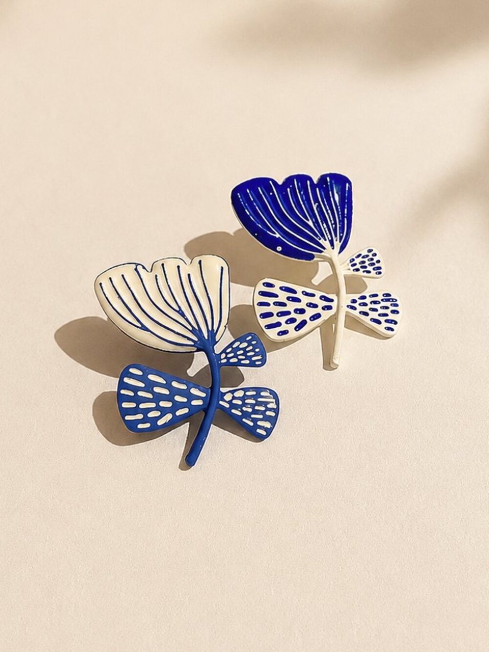✨ Mismatched Blue & Ivory Floral Statement Post Earrings